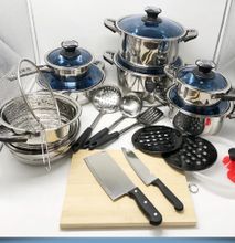 Nonstick Cookware Marwa 30Pcs Stainless Steel Germany Cookware Set
